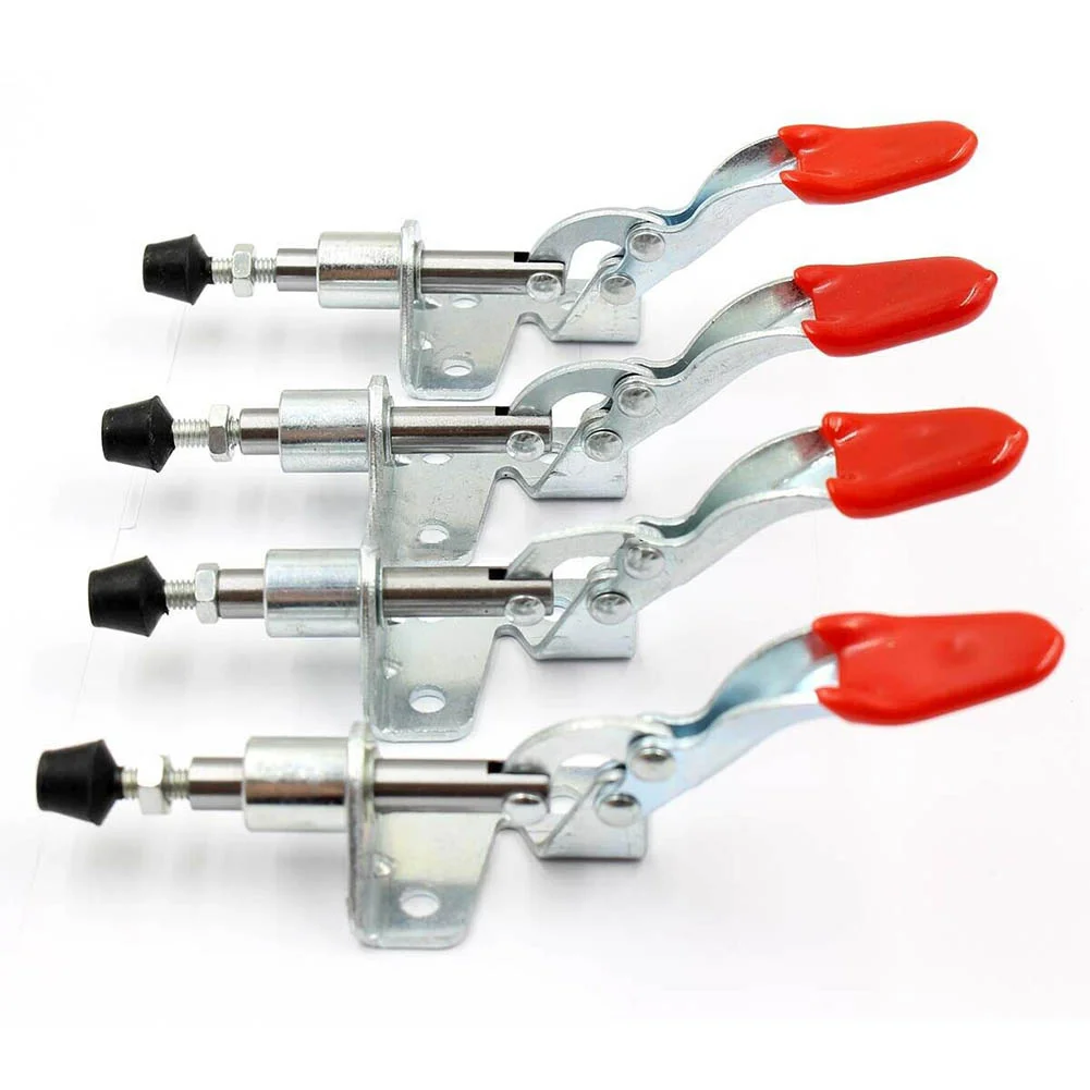 

4pcs Galvanized Toggle Clamps Iron Quick Release Vertical Vertical Clamp 100 Lbs 16mm 5/8\" Plunger Travel GH-301AM