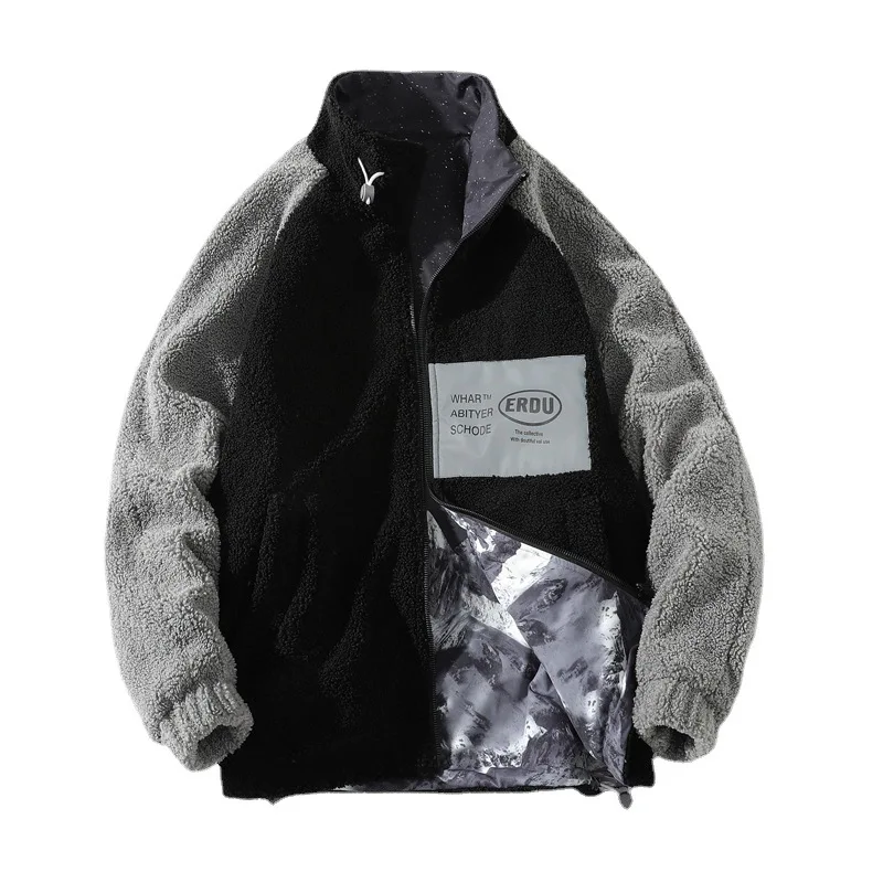 Two-sided Wear 2022 Imitation Lamb Velvet Winter Coat T Men Ins Fashion Loose Casual Warm Jacket Korean Style Clothes