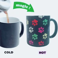 colorful doggy mugs dog paws dog mugs kids gifts magical heat reveal heat sensitive black colour changing coffee mugs tea cups