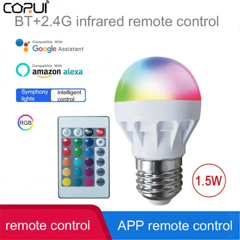 

CORUI Smart LED Bulb Smart Home Alexa Google Home Dimmable 1.5W E26 RGB Color Wireless Change Lamp Living Room Bedroom Kitchen