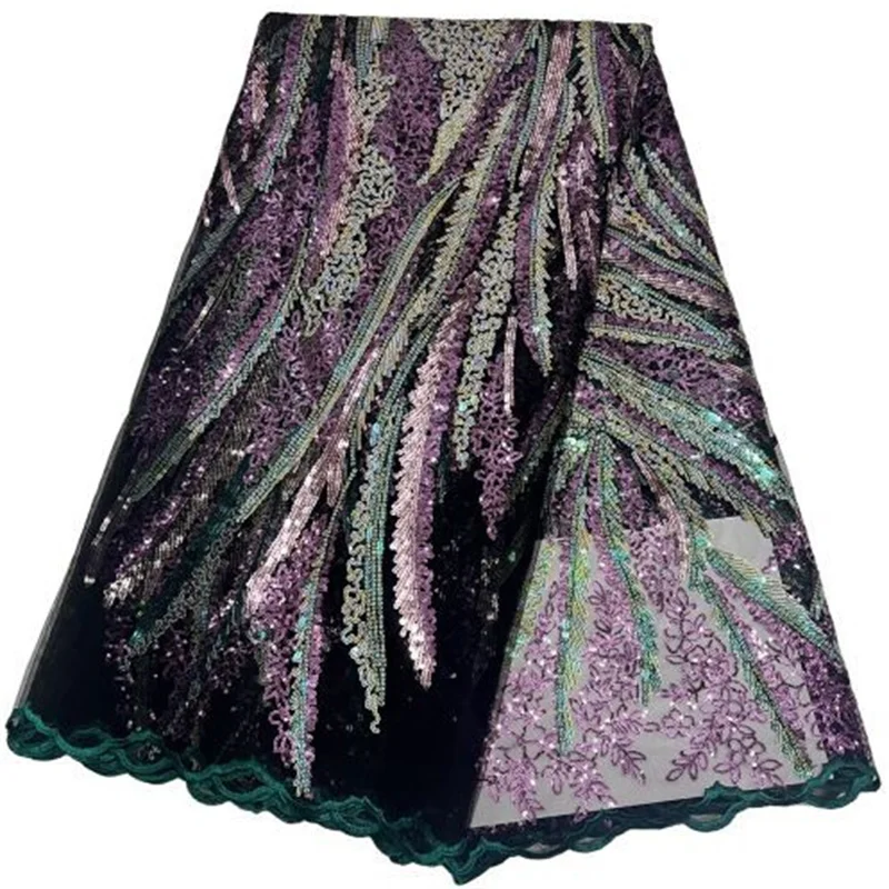 

Small Sequins African Lace Fabric 2022 Multicolor High Quality Nigerian French Tulle Lace Fabric Sequined Mesh For Wedding Sew