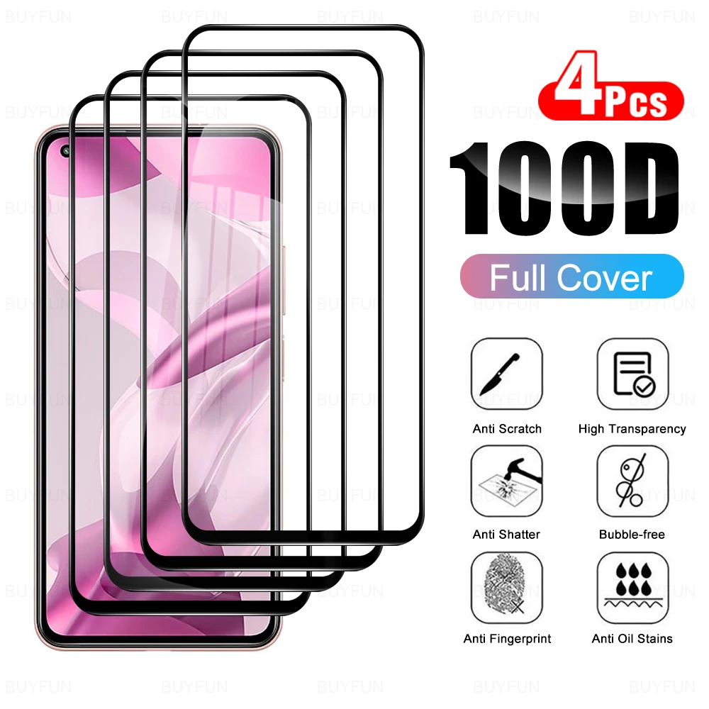

4Pcs Screen Protector Tempered Glass For Xiaomi Mi 11Lite 5G NE 11 Lite 11LiteNE 11T 11TPro Pro Protective Film 6.55" 2109119DG