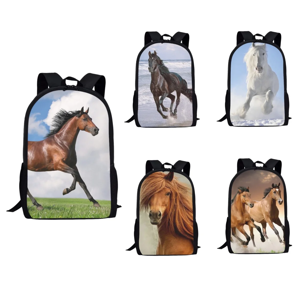 Animal Horse Print School Bags For Boys Large High Quality Backpacks For Students Junior Casual Book Bag Men Mochila Gift Child