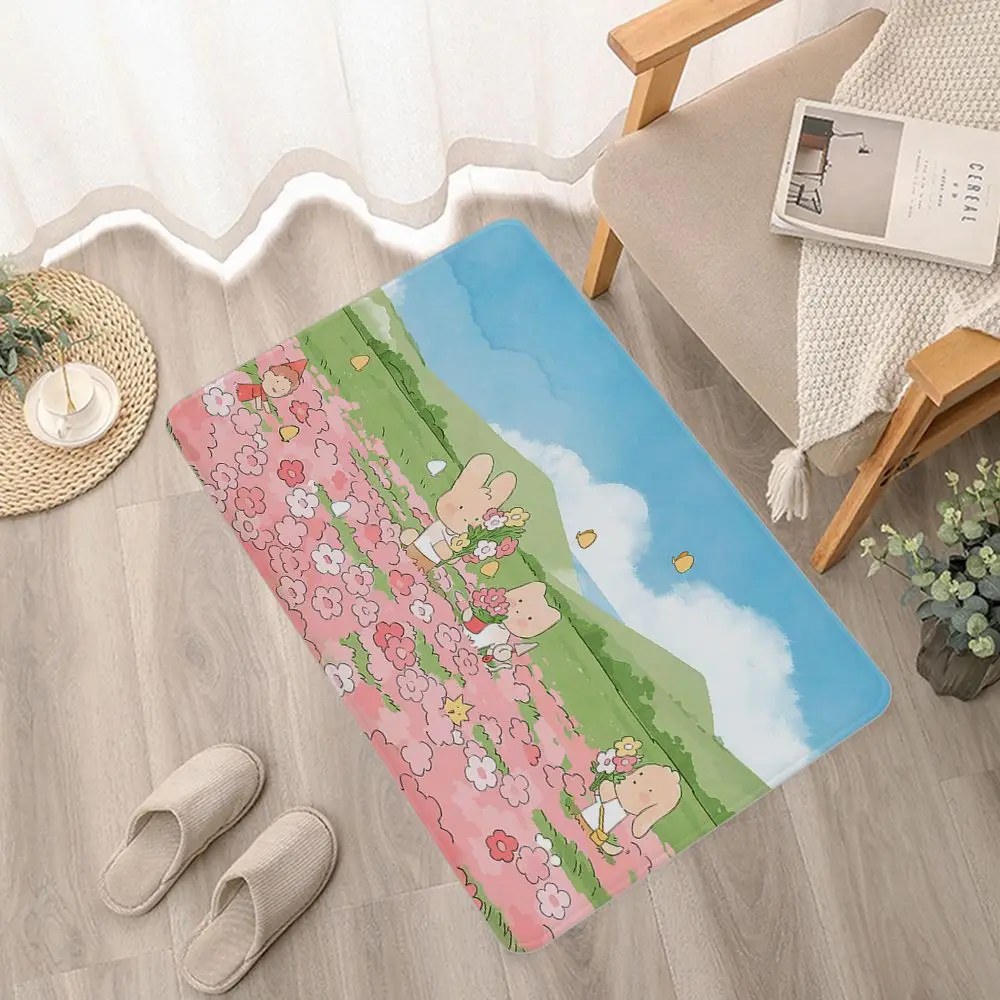 Фланелевый напольный коврик с принтом зеленых растений декоративный ковер для