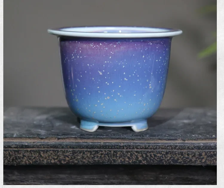 

Starry sky Purple Sand Flower Pot Middle szie Ceramic Bonsai Pot Flower Pot Chinese Style Traditional Calamus Orchid Flower Pot