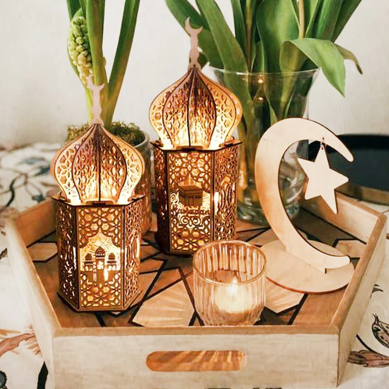 

ИД Мубарак деревянный подвесной светодиодный фонарь мусульманский Декор для дома дворцовый ночник Рамадан кареем украшение мусульманский...