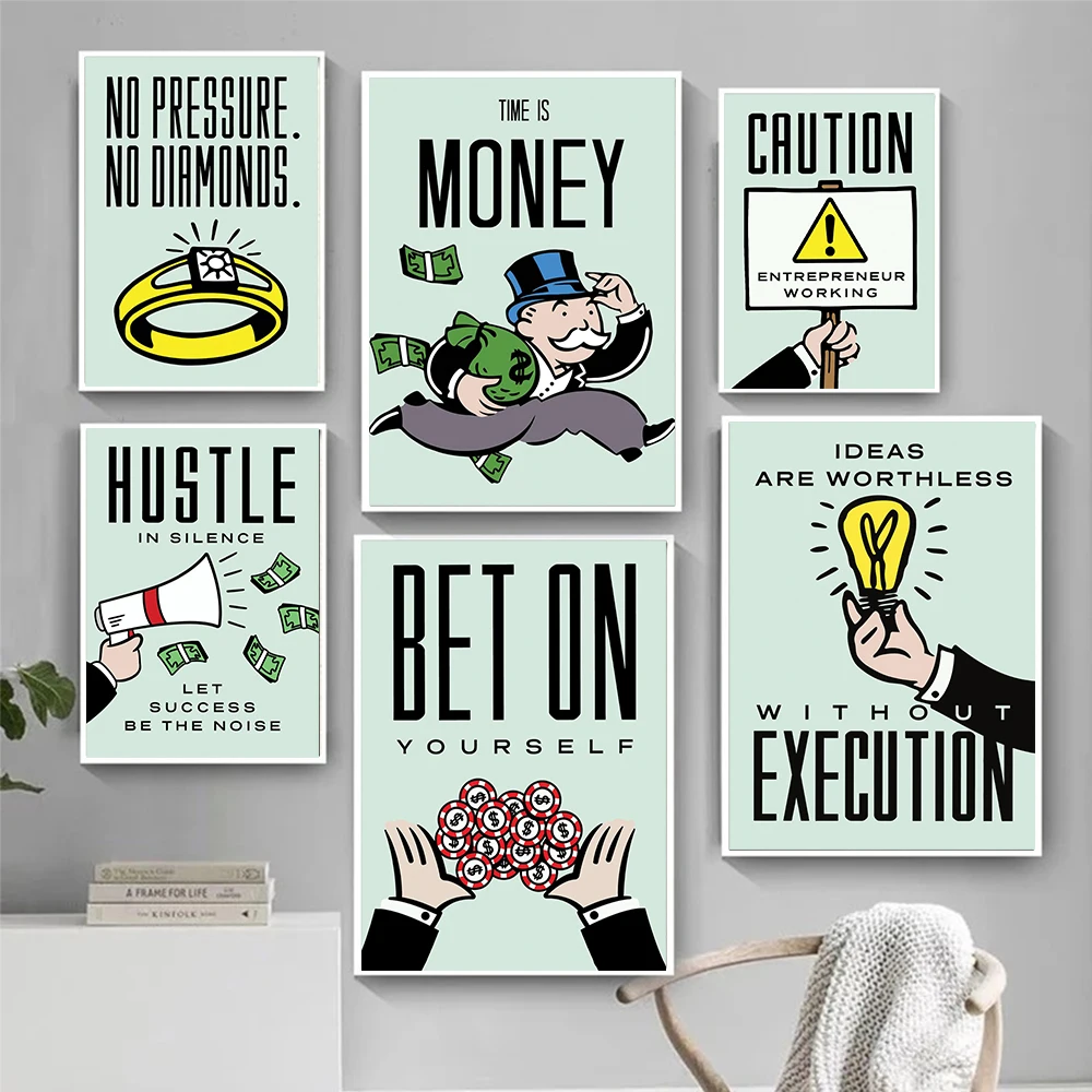 

Cartoon Motivational Artwork Inspirational Quotes Posters and Prints on Canvas Art Painting Pictures Home Office Wall Decoration