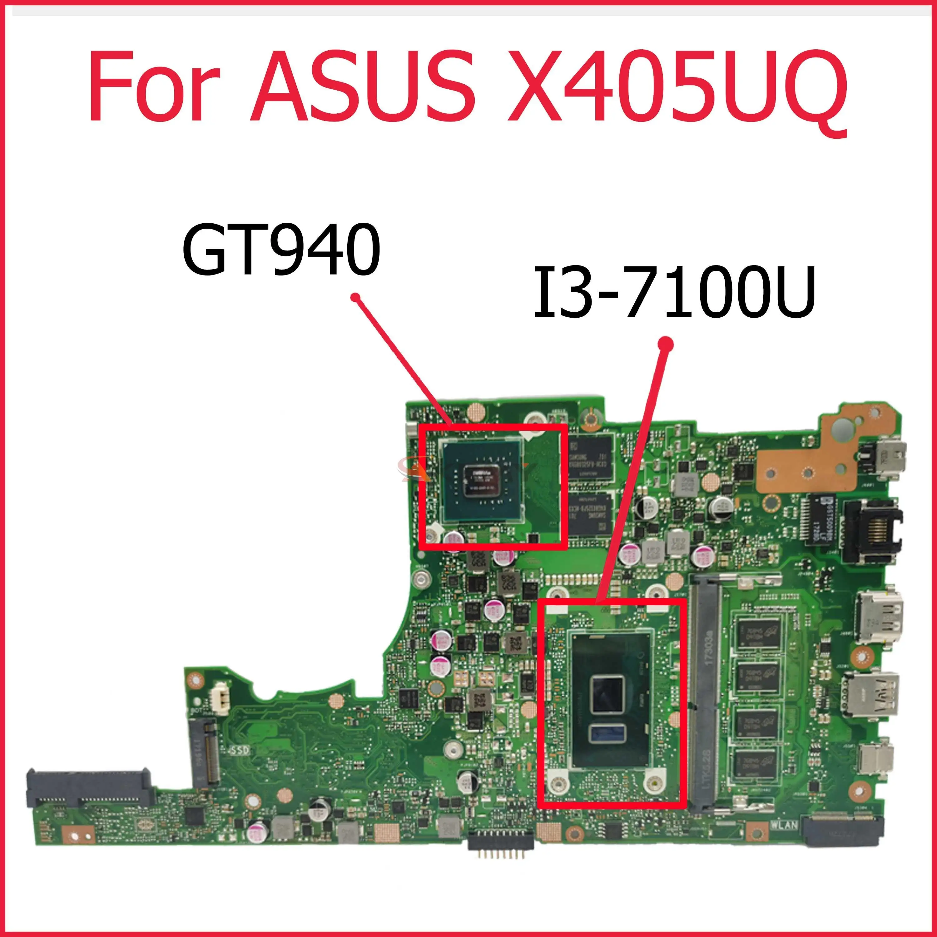 

X405UA For ASUS X405U X405UN X405UR X405URR X405URP X405UQ X405UF Laptop Motherboard Tested Original I3-7100U 4GB RAM GT940