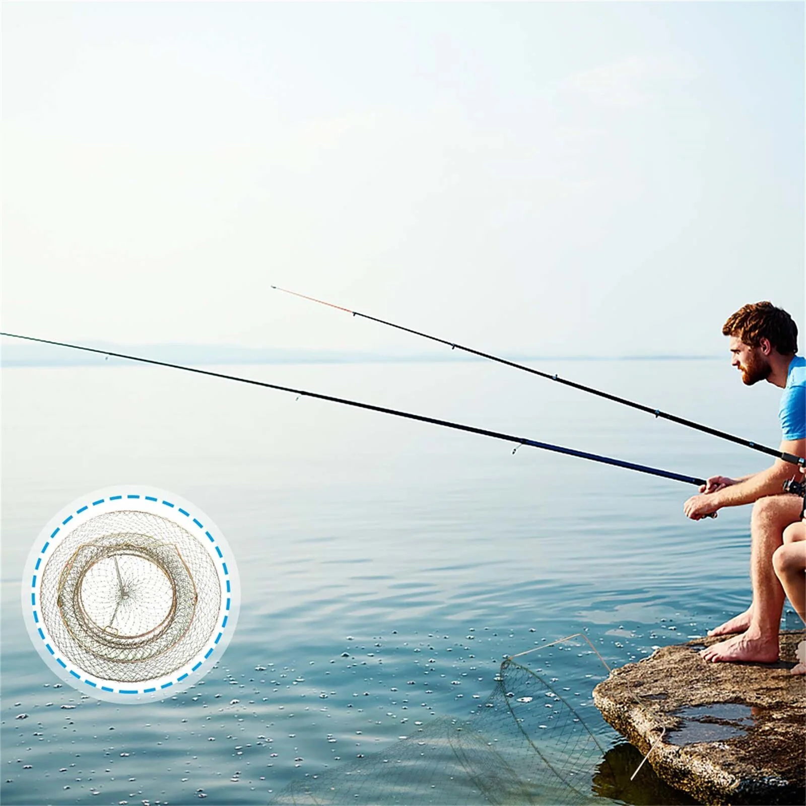 

Collapsible Bass Fishing Gear Blush Iron Wire Mesh Cage Portable Crab Folding Case Bag