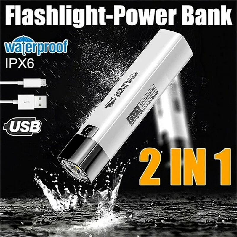 

2 In 1 Power Bank Flashlight Bright G3 LED Tactical Torch Powerful USB Rechargeable Lantern Camping Outdoor Portable Lighting