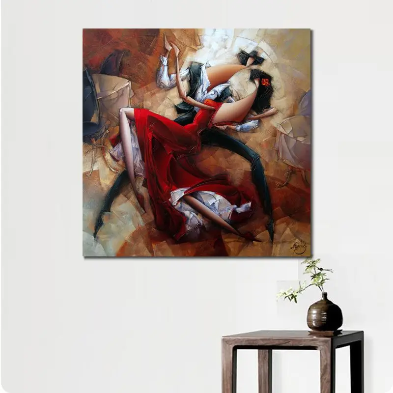 Абстрактное современное художественное полотно танцоры фламенко ручная работа