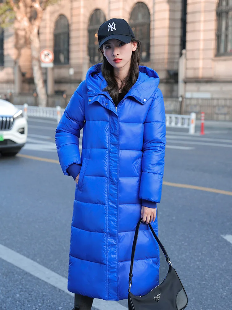 2023 New Waterproof Coats Fashion Winter Down Cotton Jacket Womens Glossy Femme Thick Warm Long Hooded Puffer Parkas