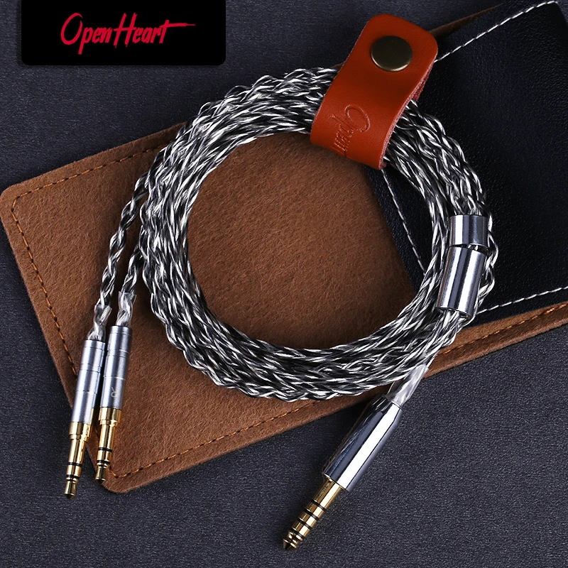 OPENHEART 8-ядерный 7N OCC посеребренный кабель для наушников 1 к 2 двойной разъем 3,5 мм/2,5 мм/4,4 мм однокристальный медный обновленный кабель