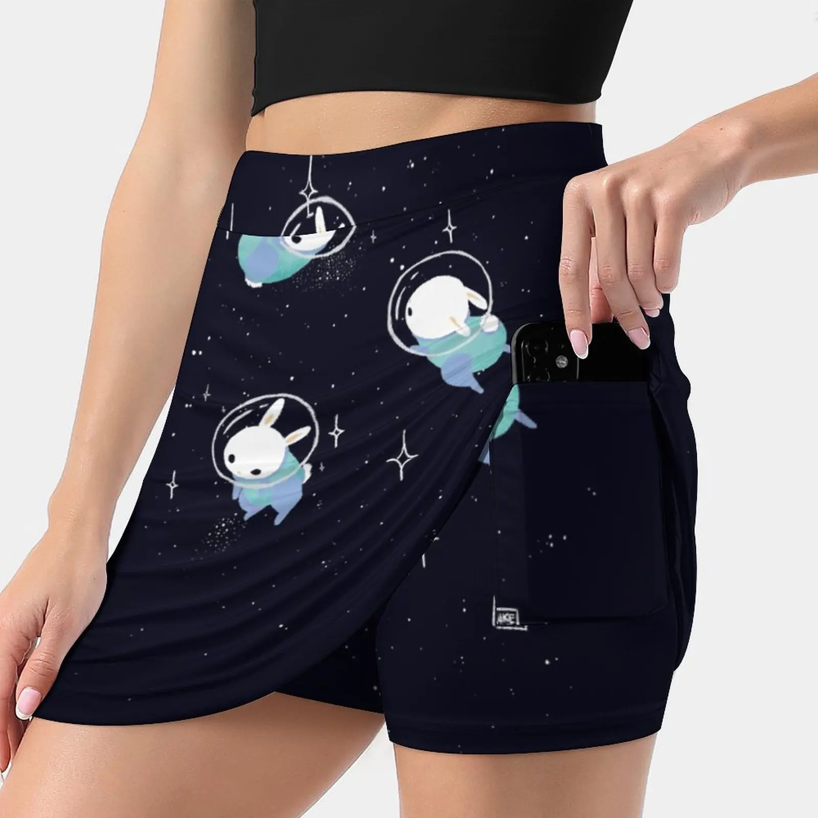 

Space Bunnies Women's skirt With Pocket Vintage Skirt Printing A Line Skirts Summer Clothes Space Bunnies Space Rabbits Bunny