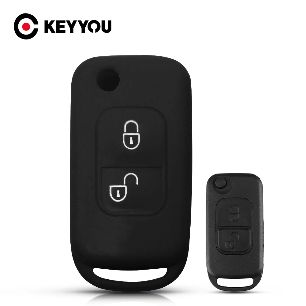 

KEYYOU 2 кнопки силиконовый чехол для ключей от машины для Mercedes Benz A C E S Class ML320 ML430 ML55 AMG 300SL W168 W202 W203 W208 W210 500SEC