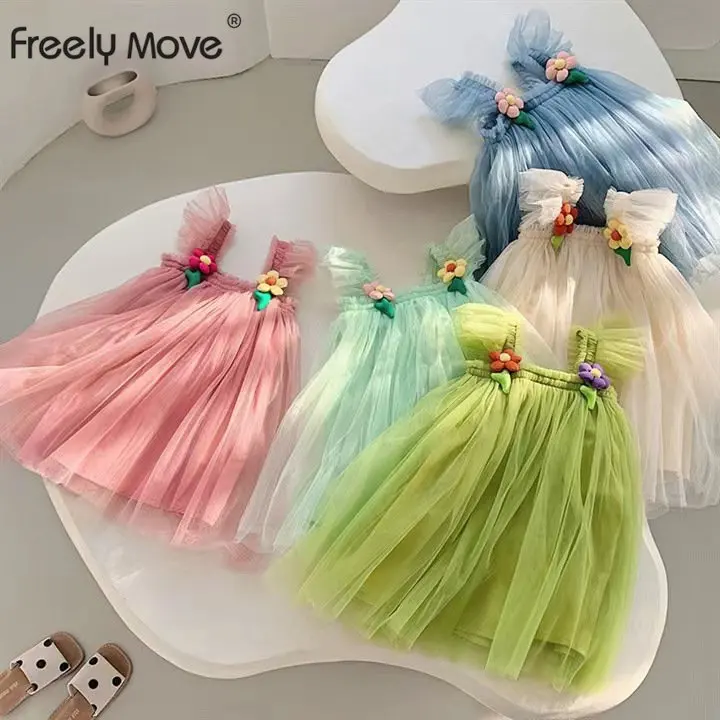 

Toddler Kid Girl Princess Dress Floral Tulle Wedding Birthday Party Tutu Dress Pageant Children Clothing Kid Costumes