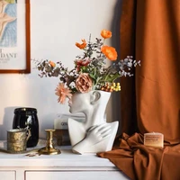 flowe pot creative home decor side face figure vase decorative crafts home display unglazed white northern european style