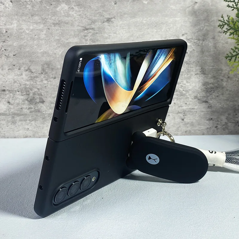 Creative Cartoon Kickstand Frosted Phone Case for Samsung Galaxy Z Fold 4 5G Fold 3 Fold3 Fold4 Hard Shell Anti-drop Anti-shock