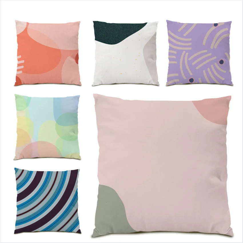 

Ornamental Pillows for Living Room Decoration Modern Art Cushions Cover Geometric Velvet 45x45cm Abstract Polyester Linen E0072