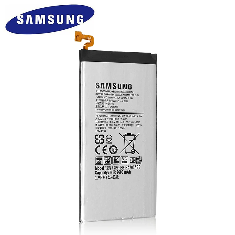 Оригинальный аккумулятор EB-BA700ABE 2600 мАч для Samsung Galaxy A7 2015 A700FD SM-A700 A700L A700F/H/S A700K A700YD