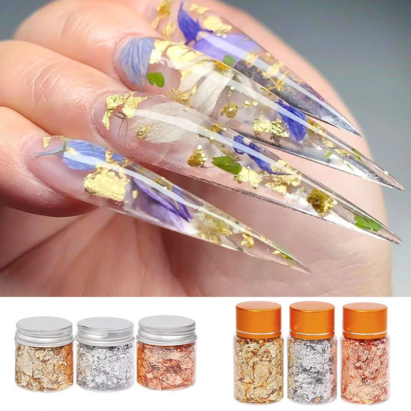 

1 Bottle Luxury Shiny Gold Leaf Flake Epoxy Resin Mold Nail Art Decoration Foil Fillings Materials Gilding Jewelry Making Tool