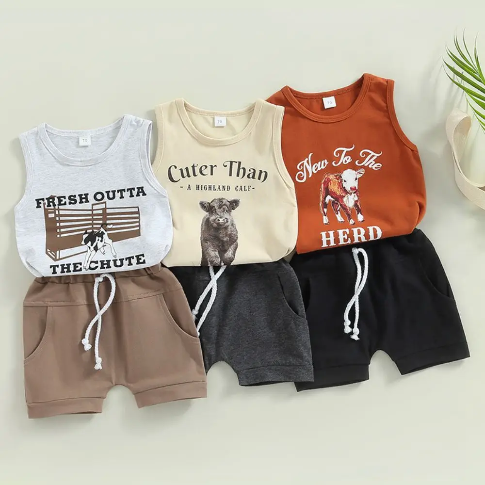 

Summer Baby Boy Girls Clothes Cotton Girl Clothing Sets Sleeveless Vest T-shirt+Pants Infant Clothes 2pcs Suit Outfits for 0-3Y