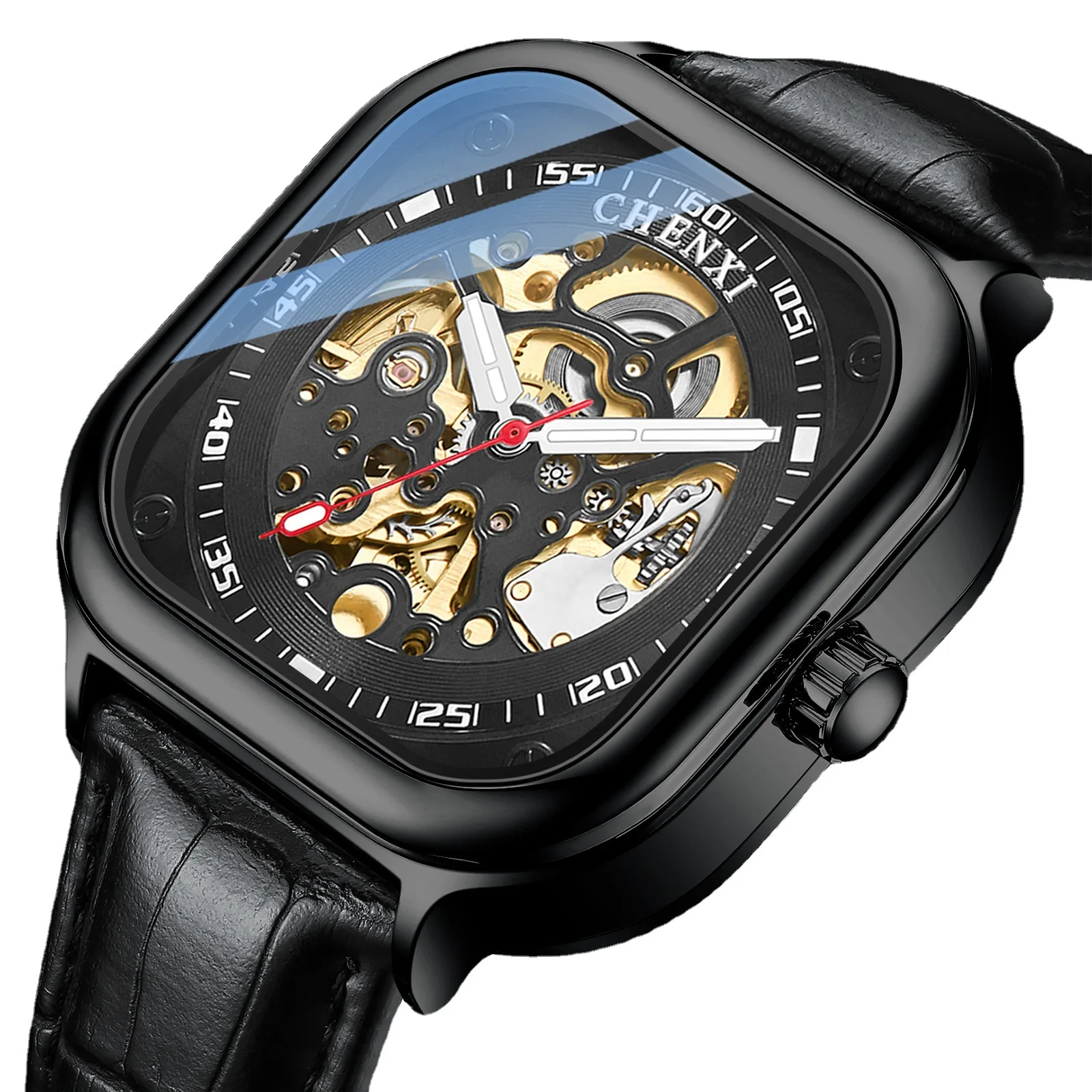 Автоматические механические часы мужские водонепроницаемые полые светящиеся |