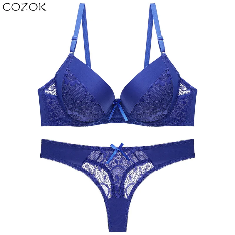 

COZOK Sexy Women's Lace Push Up Bra Set White Bralette Letter 2 Pcs Suit Intimate Elegant Ladies Underwear Lingerie Panties Sets
