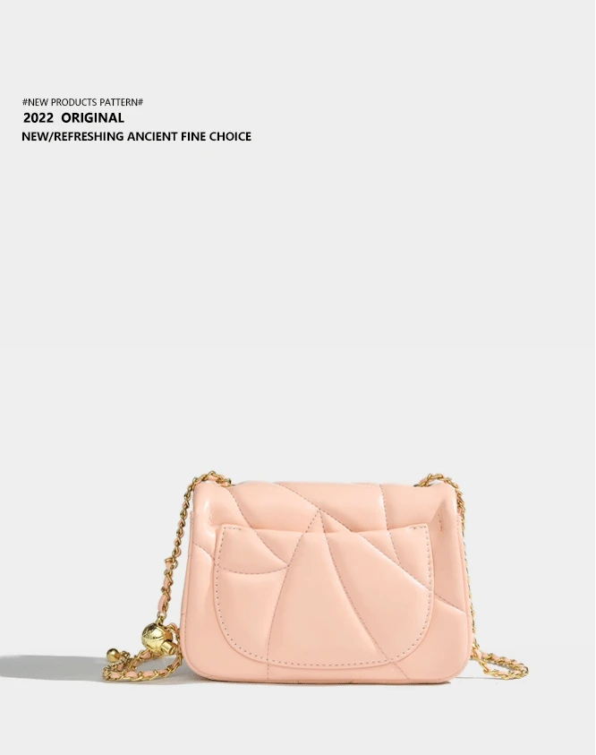 Elmsk 2022 Fashion French Vintage Square Single Shoulder Bag Office Lady Elegant Chain Texture Leather Messenger Bag Women