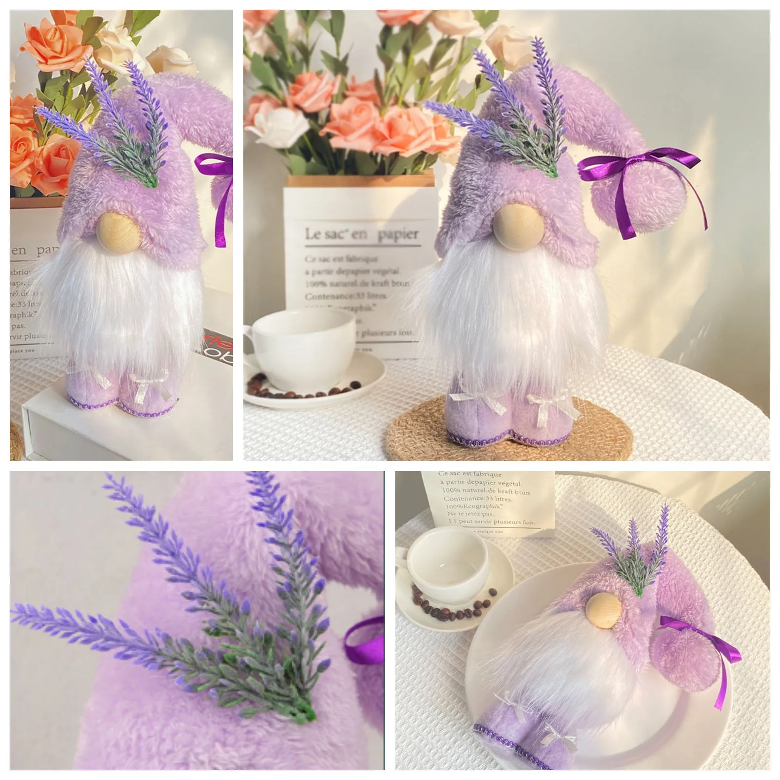 

Mother's Day Faceless Doll Standing Doll Purple Fabric Dwarf Doll Desktop Decoration Ornament Miniature Christmas Gnomes