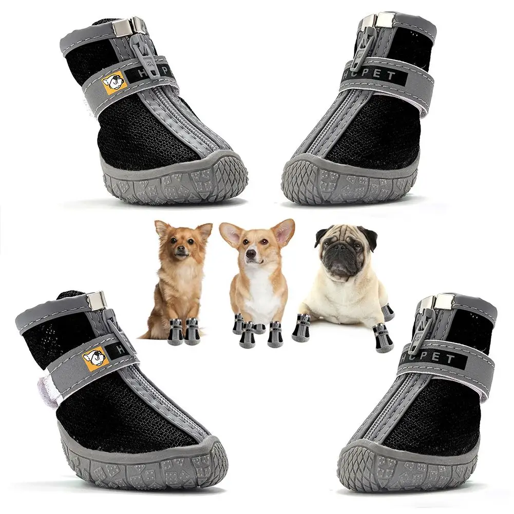 

4PCS/set Dog Shoes Rubber Boot Breathable No-slip Waterproof Wear-resistant Small Large Pet Accessories For Hiking Running