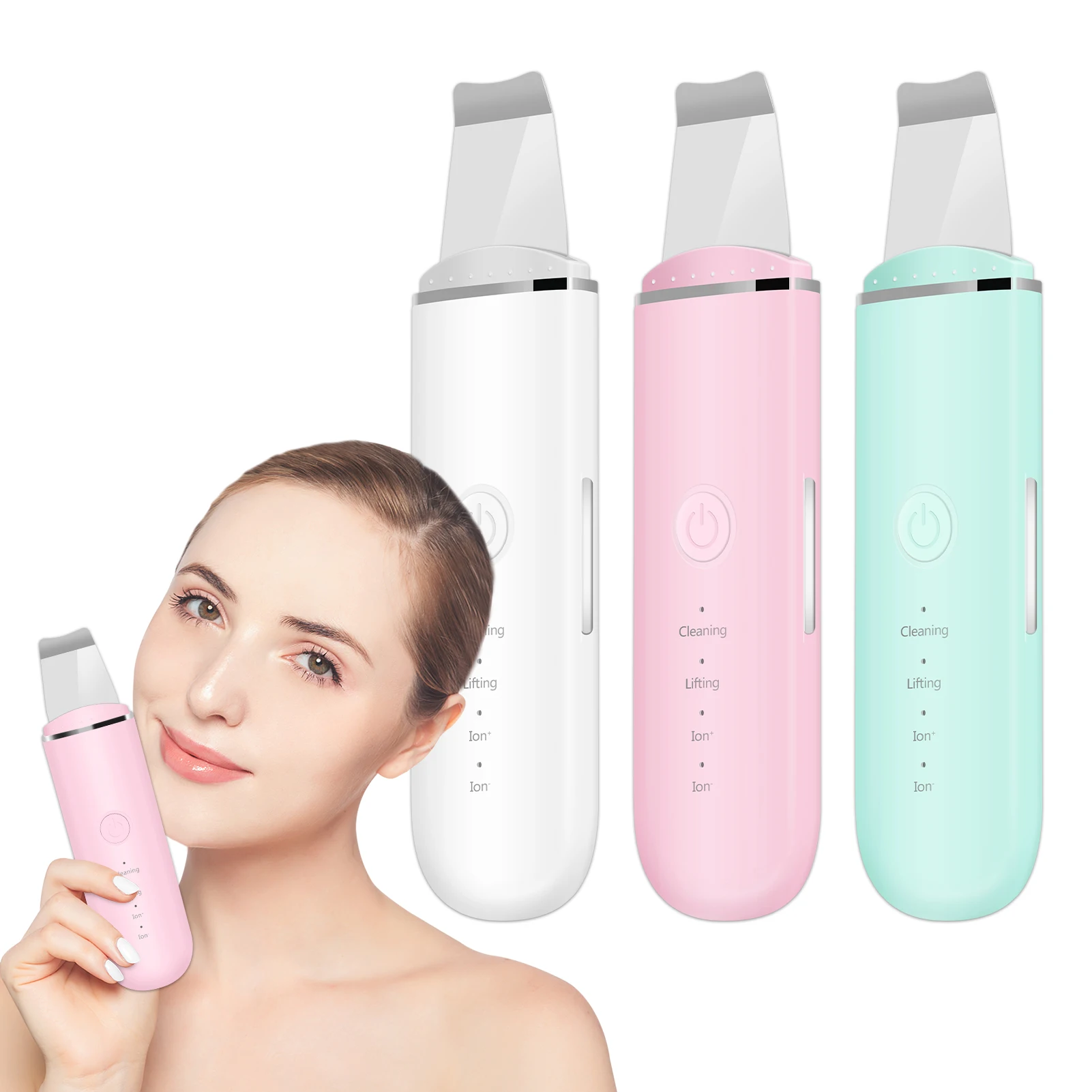 

Rechargeable Ultrasonic Face Cleaning Skin Ultrasound machine Scrubber Cleanser Vibration Blackhead Removal Facial Pore Peeling