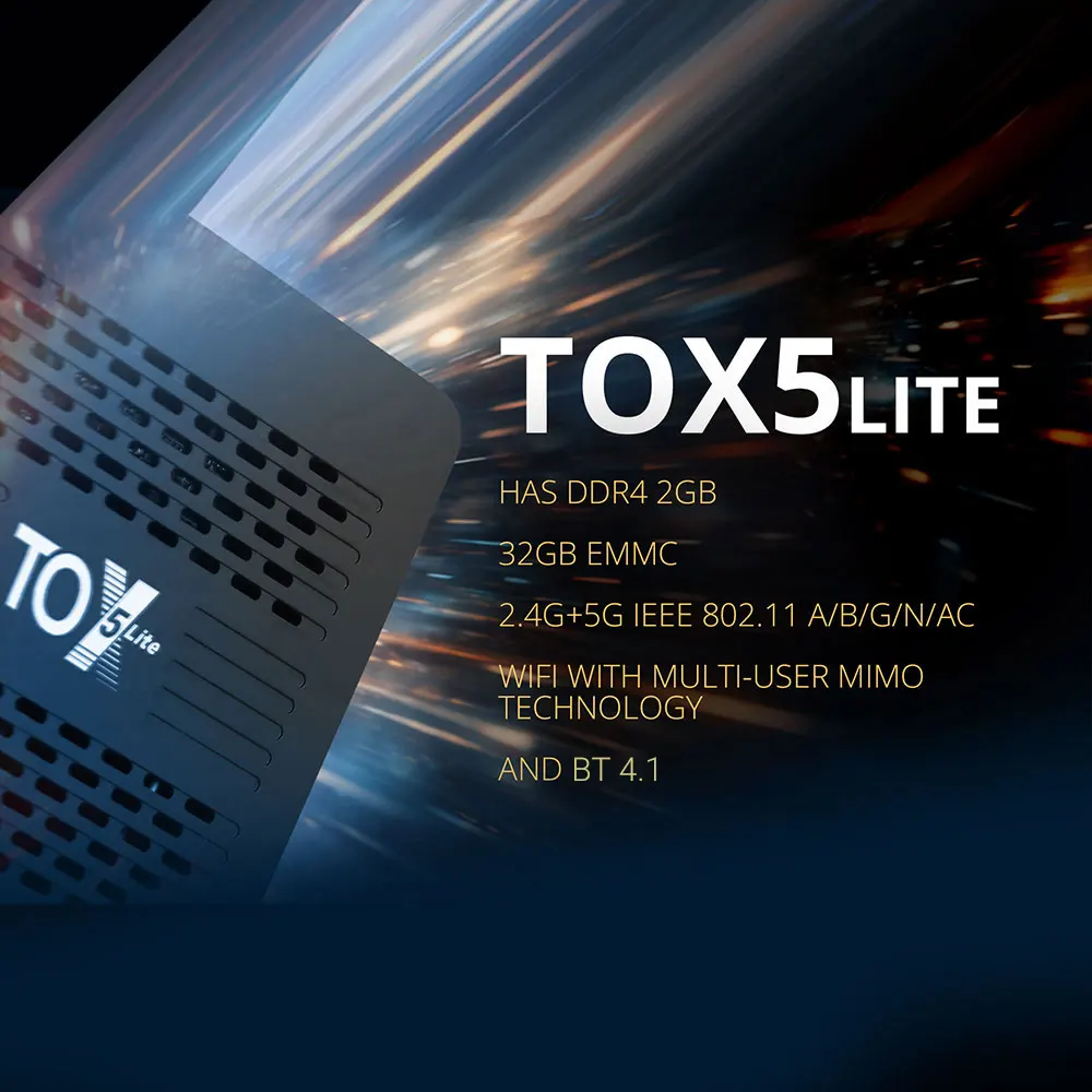 Фото Смарт ТВ-приставка TOX5 Lite на Android 14, 2 ГБ ОЗУ, 32 ГБ ПЗУ, с S905X5M, двухдиапазонным Wi-Fi, 1000M LAN, BT4.1, поддержкой H.265, 4K 60fps, DLNA медиаплеер №5