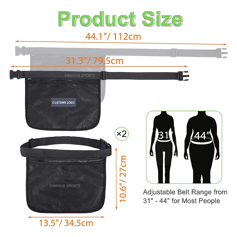 

Tennis Ball Holder Pickleball Waist Pouch for Men Women Large Mesh Bag Adjustable Band Hip Bag Ball Carrier for Outdoor Sports
