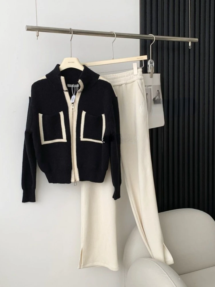 Женский вязаный кардиган Y2k Элегантный Повседневный Нежный с двойной молнией и