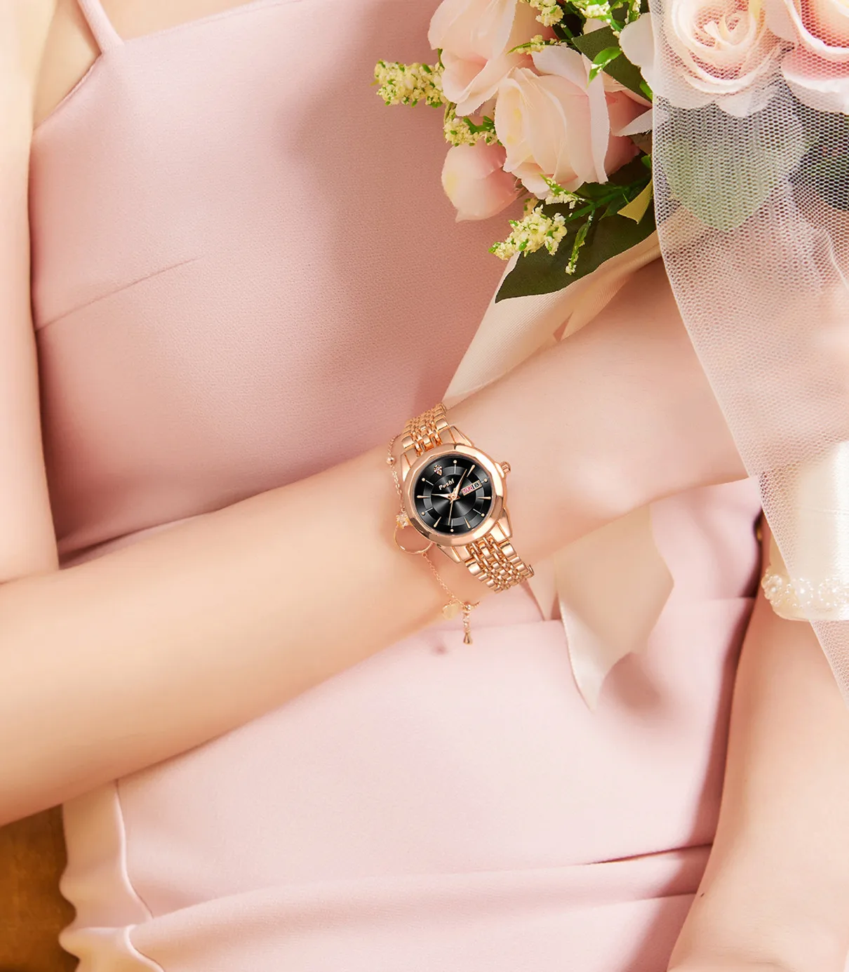 POSHI 927 Fashion Wrist Watch For Women Luxury Ladies Clock Waterproof Stainless Steel Quartz Woman Wristwatch Casual Relogio