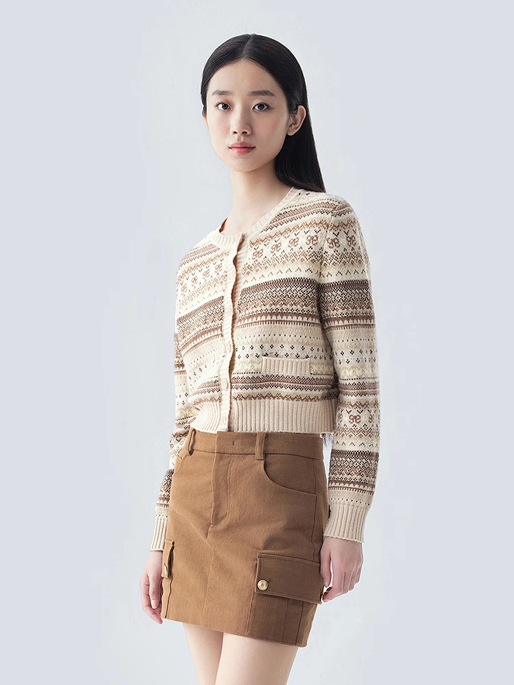 Женский флисовый вязаный свитер Five plus Fairland кардиган с грудью скандинавский Sle