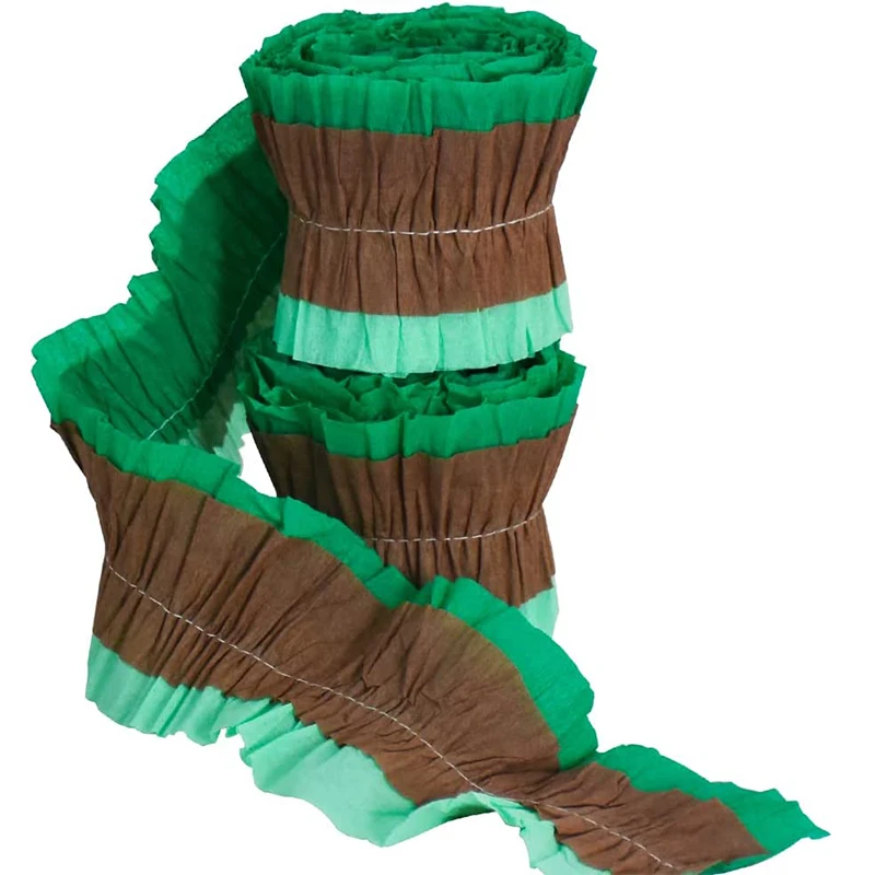 

Green Brown Jungle Forest Crepe Paper Streamers Decoration Hanging for Green Dinosaur Boy Woodland Birthday Party Themed Banner