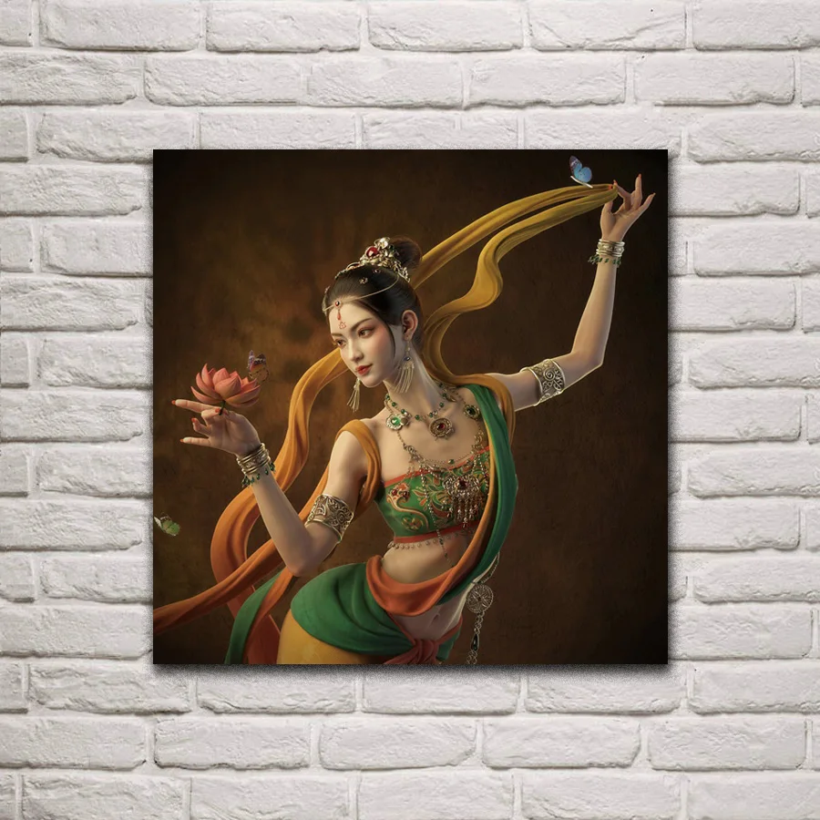 

Beautiful Chinese traditional woman fairy girl artwork living room home decoration fabric posters on wall art KR505