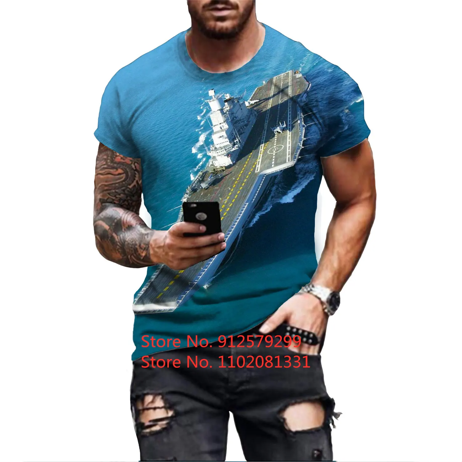 

Cool Fashion Aircraft Carrier 3d T Shirt Funny Short Sleeve Military Enthusiast Casual Sports Tshirt