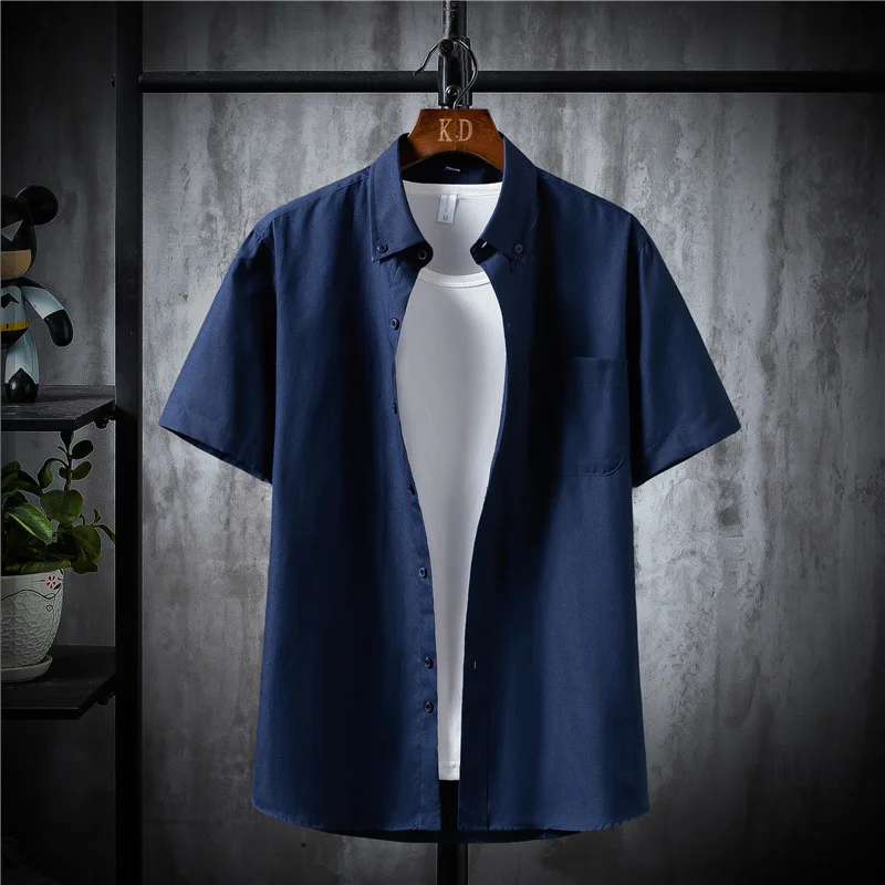 

High quality Summer new short Korean version slim business casual shirt men's Oxford spinning half sleeve upper garment