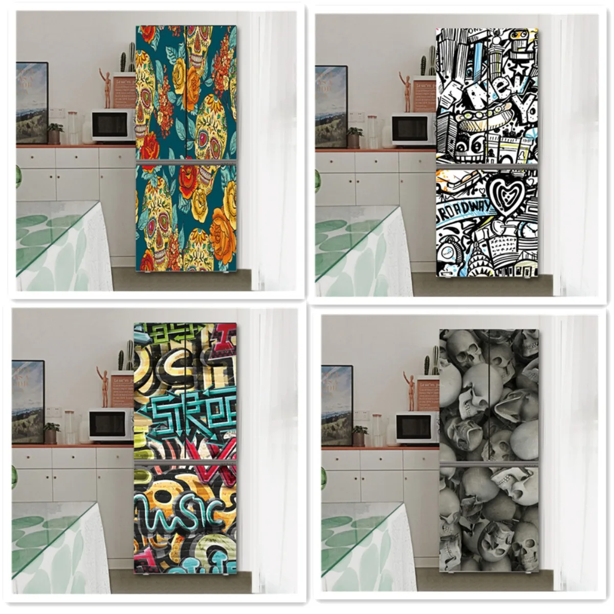 Наклейки на холодильник с изображением сахара черепа крышки двери граффити