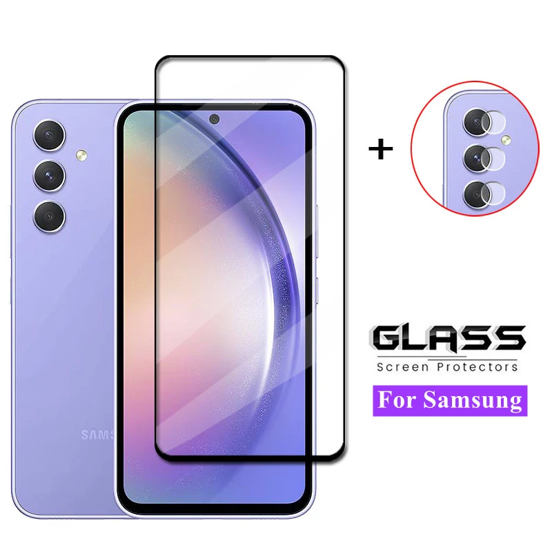 

Full Cover Glass For Samsung Galaxy A54 Tempered Glass Samsung Galaxy A54 A34 A14 Screen Protector Phone Lens Film Samsung A54