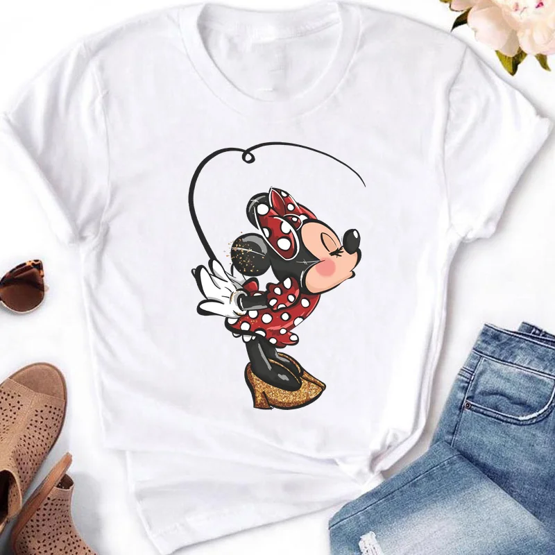 Милая одежда Минни Микки Маус футболка Женская Винтажная Футболка 2024