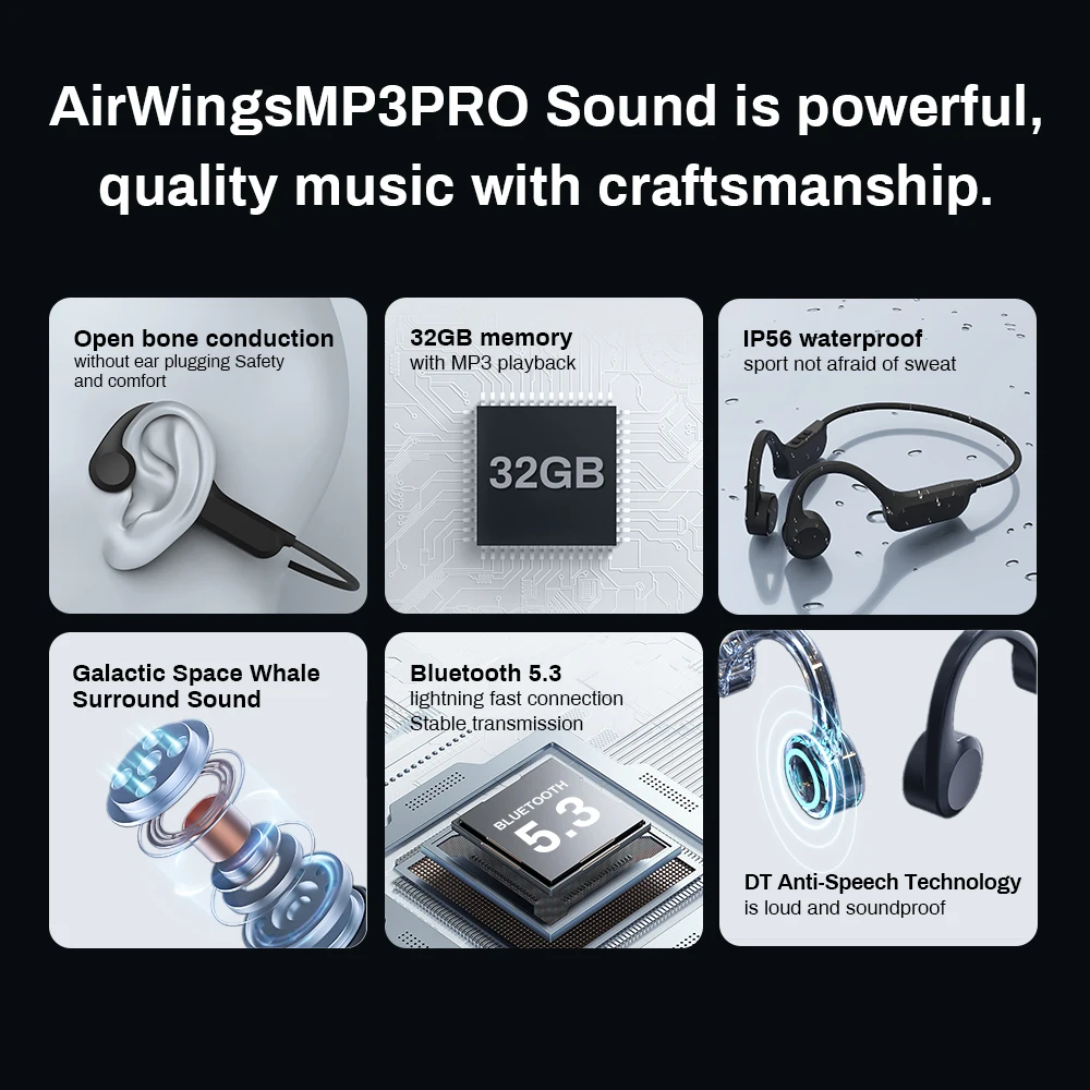 DACOM X14 Спортивные Bluetooth-наушники с памятью 32 ГБ MP3-плеер IP56 Водонепроницаемые