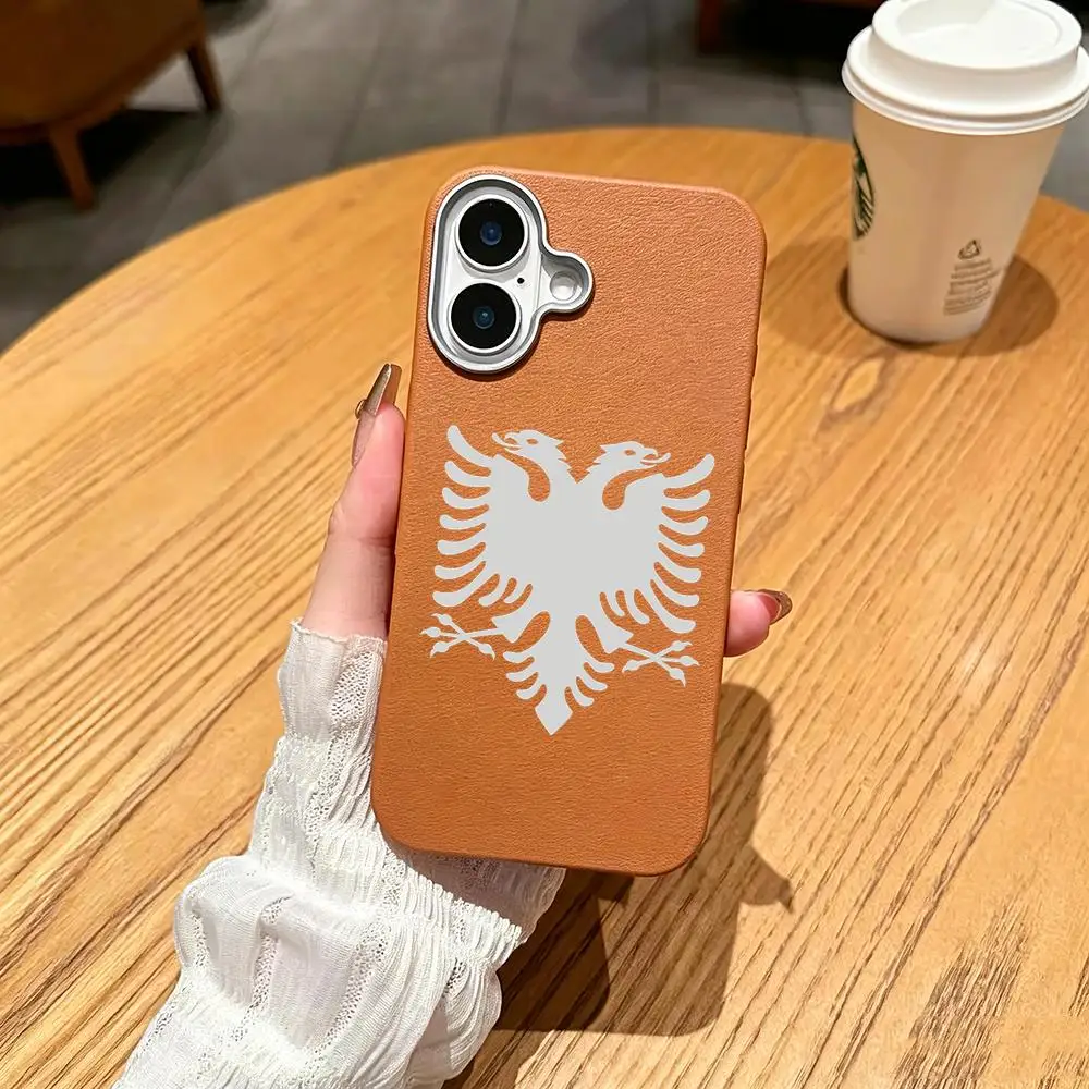 Чехол для телефона с флагом Албании, матовый, из поликарбоната, для iPhone 17 Air 11 12 13 14 15 16 Pro Max Plus, оранжевый цвет (art.: 3920dbdcc5328) - 3920dbdcc5328