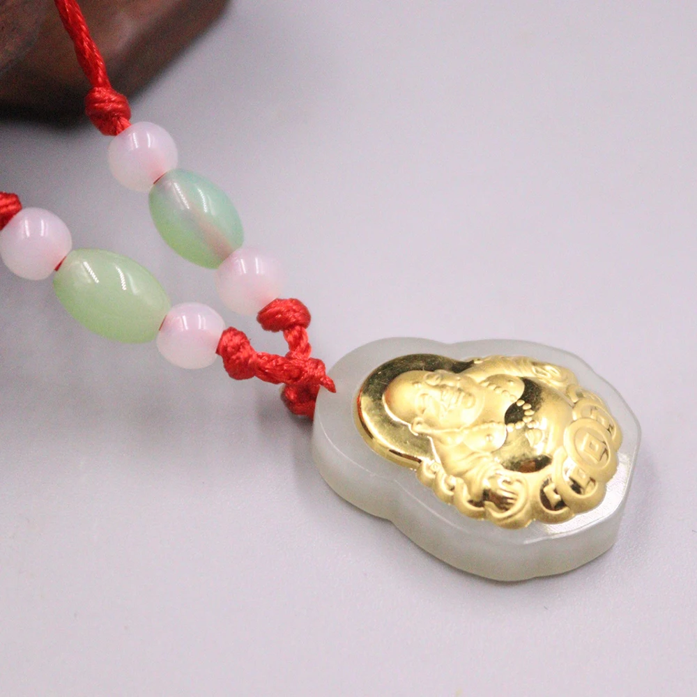 Новый 24-каратное желтое золото фольгированный натуральный нефрит монета Lucky Blessing