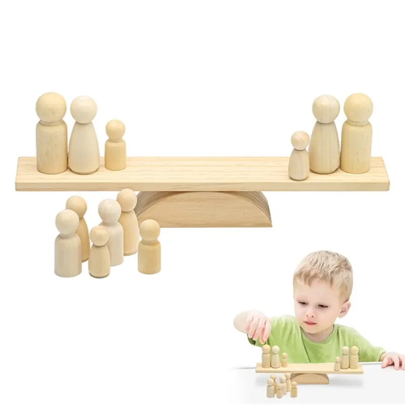 

Bopoobo Montessori Wooden Kids Toy Dolls Seesaw Balance Scale Board Game Early Education Learning Toy Interactive Toys for Kids