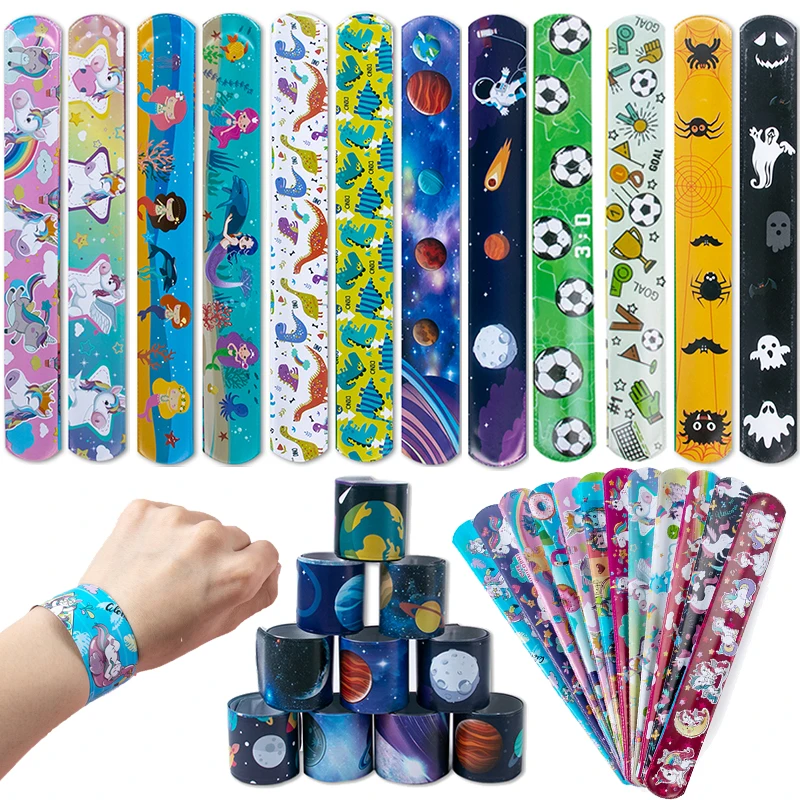 10 шт. мультяшный Единорог Хлопушка круг Русалка динозавр футбольный браслеты для