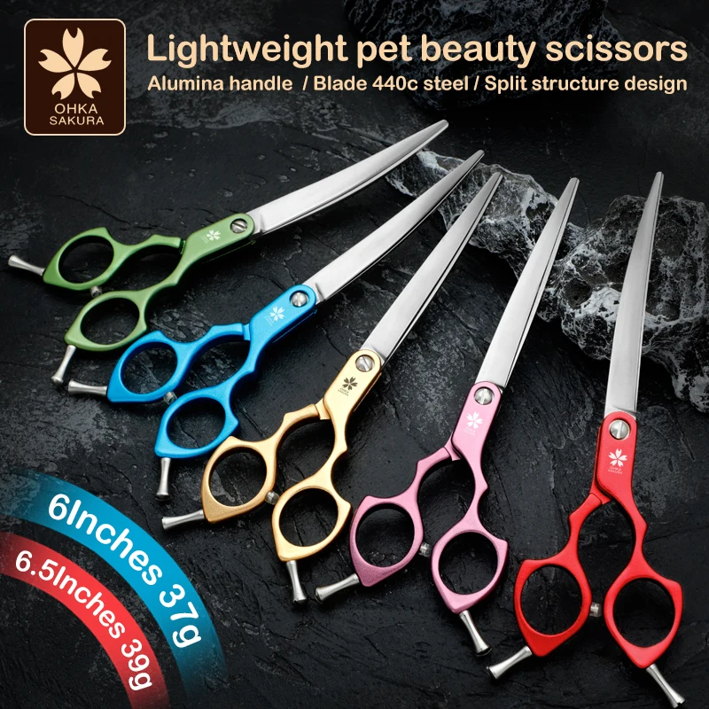 

Professional Dog Grooming Scissors 6.0/6.5/7.0 inch Pet Scissors Japan 440C Shear for Teddy Hair trimming with Alloy Handle
